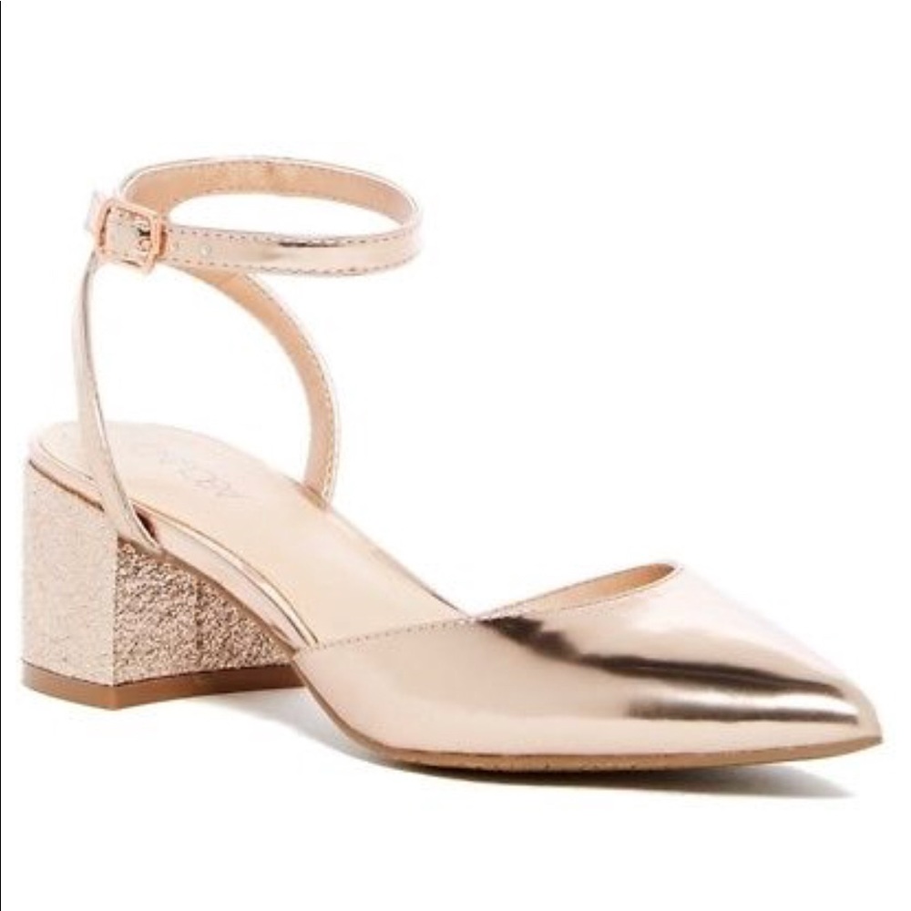 ABOUND ROSE GOLD/ ANKLE STRAP/ GLiTTER HEEL SHOES